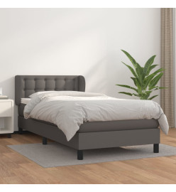 Lit à sommier tapissier avec matelas Gris 90x200 cm Similicuir