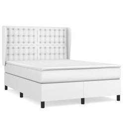 Lit à sommier tapissier avec matelas Blanc 140x200cm Similicuir