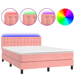 Sommier tapissier avec matelas et LED Rose 140x200 cm Velours
