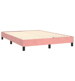 Sommier tapissier avec matelas et LED Rose 140x190 cm Velours