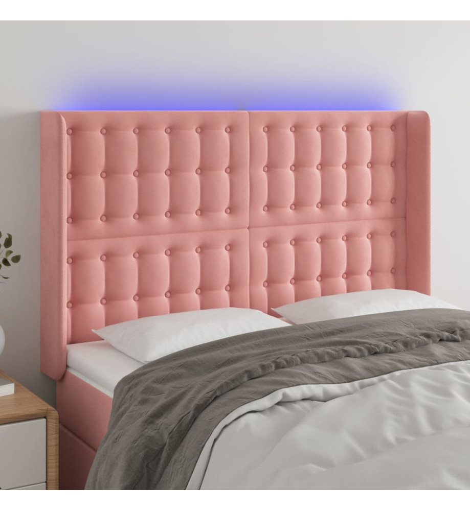 Tête de lit à LED Rose 147x16x118/128 cm Velours Tête de lit à LED Rose 147x16x118/128 cm Velours