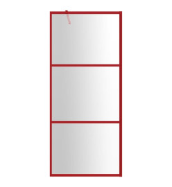 Paroi de douche avec verre ESG transparent rouge 90x195 cm