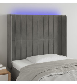 Tête de lit à LED Gris clair 93x16x118/128 cm Velours