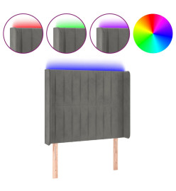 Tête de lit à LED Gris clair 93x16x118/128 cm Velours