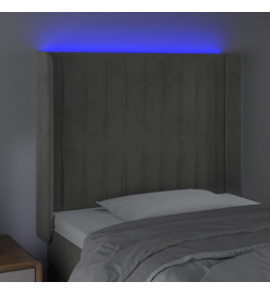 Tête de lit à LED Gris clair 93x16x118/128 cm Velours