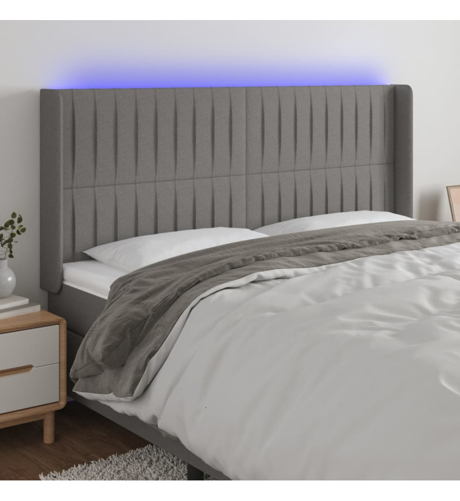 Tête de lit à LED Gris foncé 183x16x118/128 cm Tissu Tête de lit à LED Gris foncé 183x16x118/128 cm Tissu