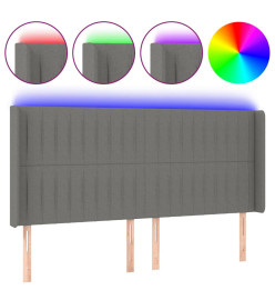 Tête de lit à LED Gris foncé 183x16x118/128 cm Tissu