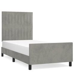 Cadre de lit avec tête de lit Gris clair 90x200 cm Velours