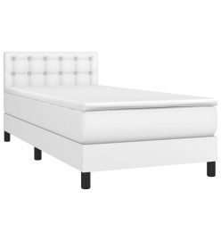 Sommier tapissier avec matelas et LED Blanc 90x190cm Similicuir