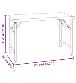 Table de travail de cuisine avec étagère 120x60x145 cm Inox