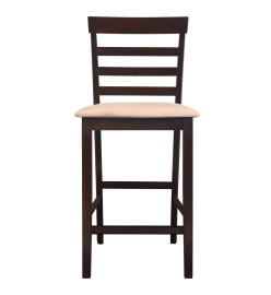 Set table et 4 chaises de bar en bois coloris marron