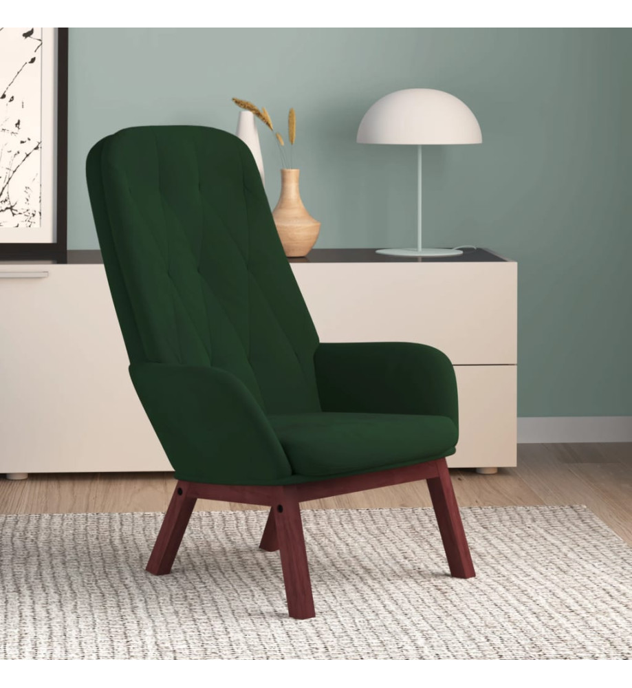 Chaise de relaxation Vert foncé Velours