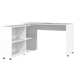 Bureau d'angle Blanc brillant Bois d'ingénierie