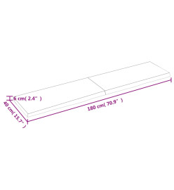 Étagère murale gris foncé 180x40x6 cm bois chêne massif traité