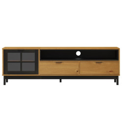 Meuble TV avec porte vitrée FLAM 158x40x50cm bois massif de pin