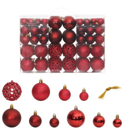 Boules de Noël 100 pcs rouge bordeaux 3 / 4 / 6 cm