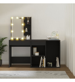 Coiffeuse à LED avec armoire noir bois d'ingénierie