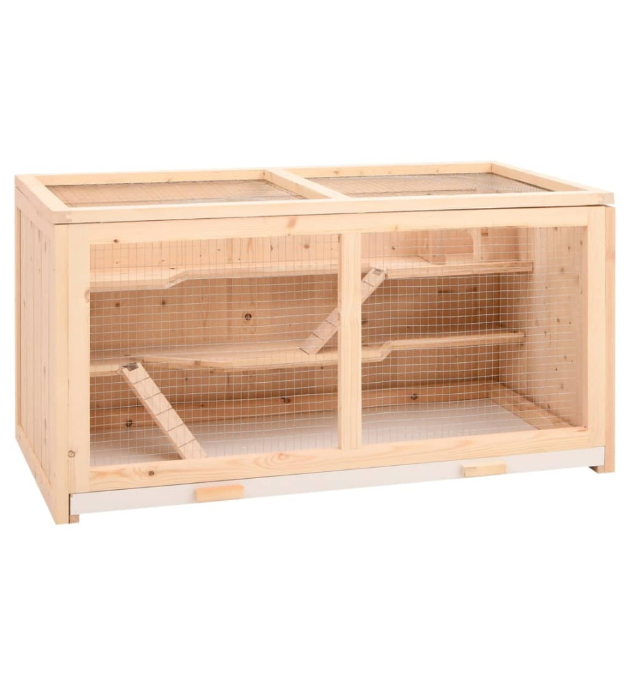 Cage à hamster 104x52x54 cm bois massif de sapin