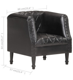 Fauteuil Noir Cuir véritable de chèvre