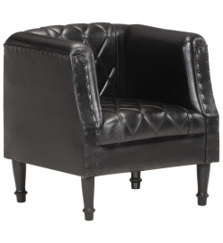 Fauteuil Noir Cuir véritable de chèvre