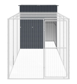 Poulailler avec cour anthracite 165x455x181 cm acier galvanisé