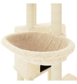 Arbre à chat avec griffoirs en sisal crème 122 cm