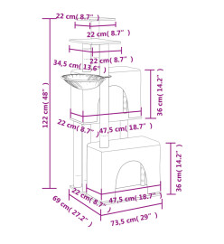 Arbre à chat avec griffoirs en sisal crème 122 cm