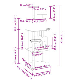 Arbre à chat avec griffoirs en sisal Crème 180 cm