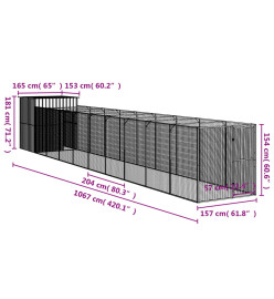 Niche pour chien avec cour anthracite 165x1067x181 cm