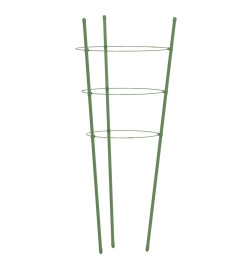 Supports pour plantes de jardin 3 anneaux 5pcs Vert 75 cm Acier