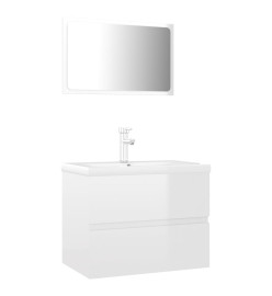 Ensemble de meubles de salle de bain Blanc brillant Aggloméré