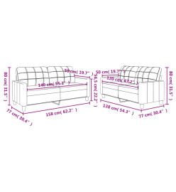 Ensemble de canapés 2 pcs avec coussins Cappuccino Similicuir