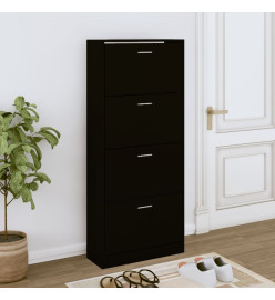 Armoire à chaussures Noir 63x24x147 cm Bois d'ingénierie