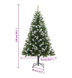 Sapin de Noël artificiel à charnières avec neige floquée 150 cm