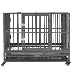 Cage pour chiens avec roues Acier 92x62x76 cm