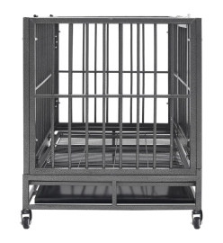 Cage pour chiens avec roues Acier 92x62x76 cm