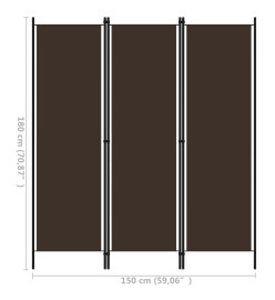 Cloison de séparation 3 panneaux Marron 150x180 cm