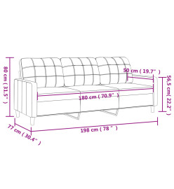 Canapé à 3 places Marron 180 cm Tissu