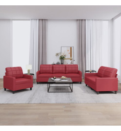 Ensemble de canapés 3 pcs et coussins Rouge bordeaux Similicuir