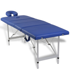 Table pliable de massage Bleu 4 zones avec cadre en aluminium