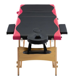 Table de massage pliable 3 zones Bois Noir et rose