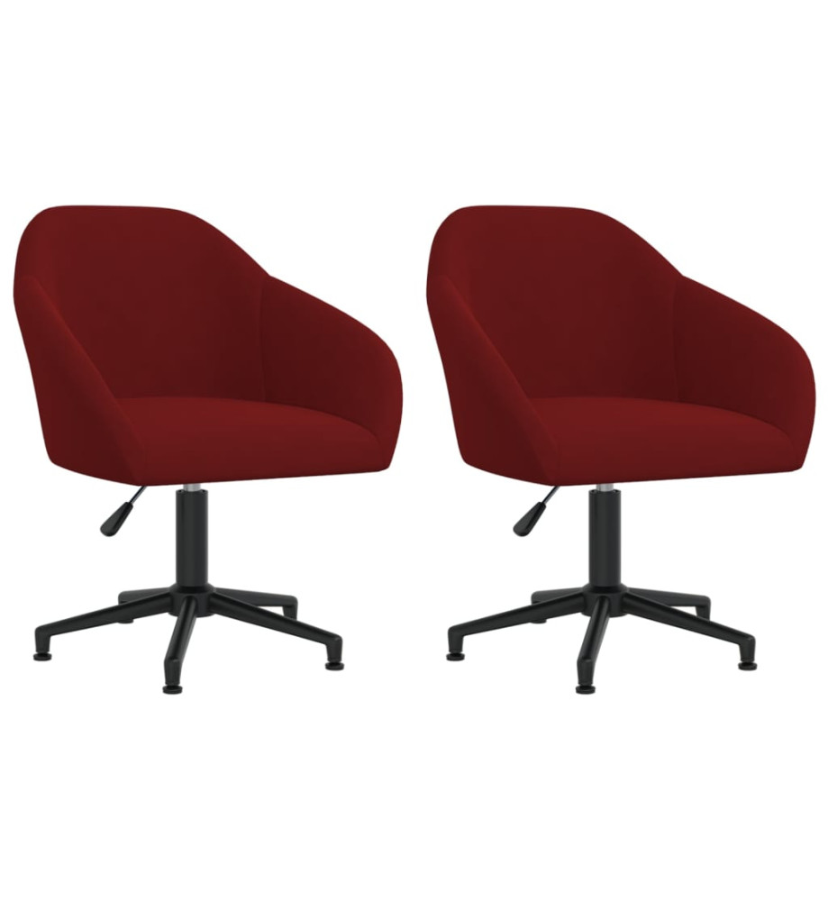 Chaises à manger pivotantes lot de 2 rouge bordeaux velours