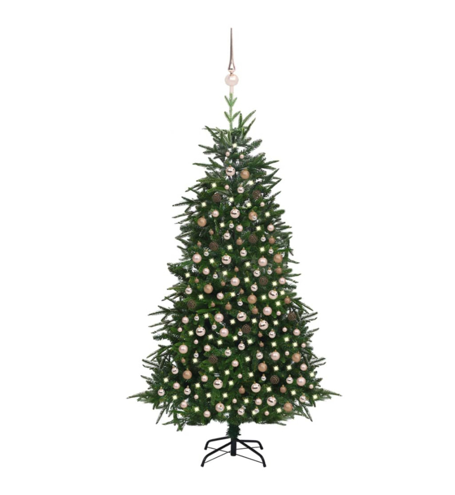 Arbre de Noël artificiel avec LED et boules Vert 210 cm PVC PE