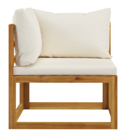 Salon de jardin 8 pcs avec coussin Crème Bois d'acacia solide