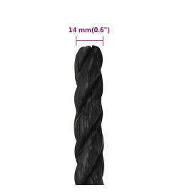 Corde de travail Noir 14 mm 25 m polypropylène