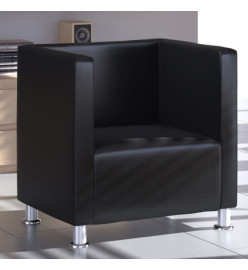 Fauteuil cube noir similicuir