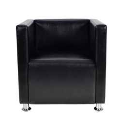 Fauteuil cube noir similicuir