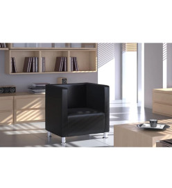 Fauteuil cube noir similicuir