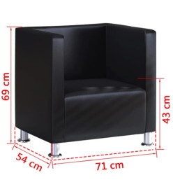 Fauteuil cube noir similicuir