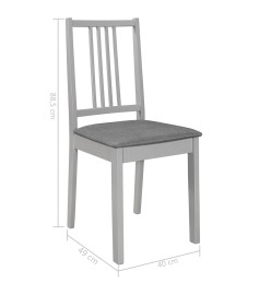 Chaises à manger avec coussins lot de 4 gris bois solide